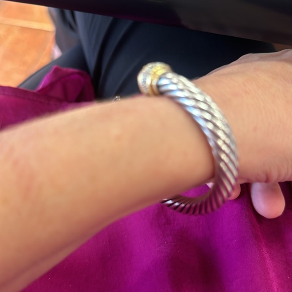 David Yurman cable cuff  with cabochon onyx and diamonds see below for sizing. - Picture 6 of 7